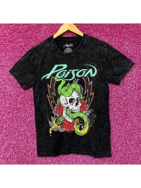Poison Snakes and Skulls Mineral Wash Rock Band T-Shirt Small